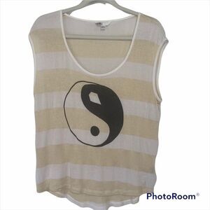 Volcom Yin Yang Striped Sleeveless Knit Top size Small Lightweight Beach